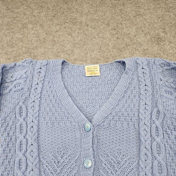 Kilronan Knitwear Womens L Large 100% Merino Wool Cableknit Cardigan Sweater - Picture 6 of 15